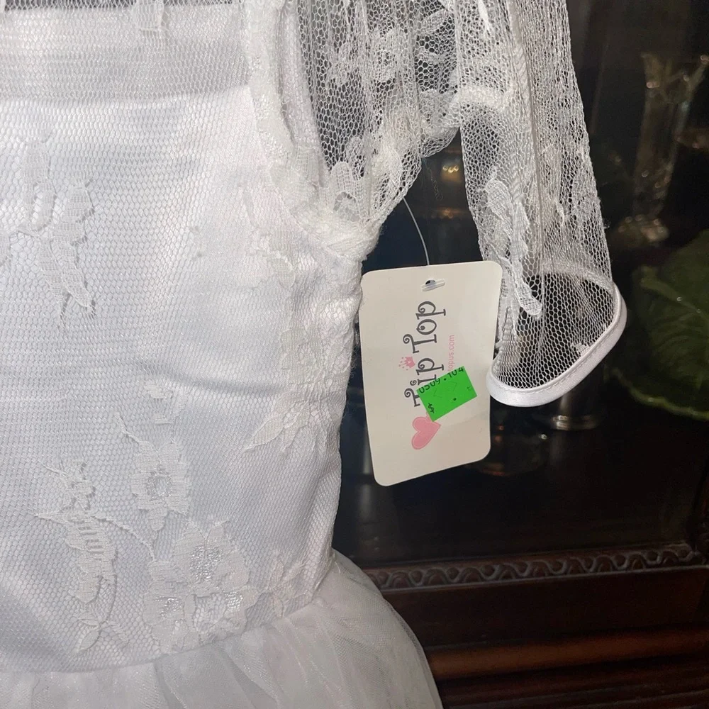 TipTop Girls White Formal Dress Tulle skirt Sz 10 wedding flowergirl homecoming - Picture 4 of 8